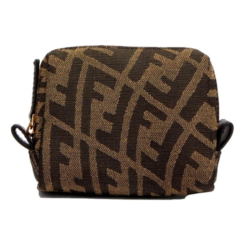 Fendi Fendi FF Vertigo Brown Canvas Small Travel Beauty Pouch Clutch Bag Brown Canvas Never worn - Front View