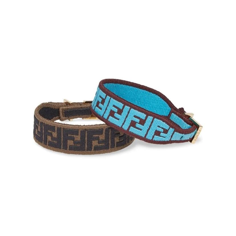 Fendi Fendi FF Embroidered Brown Cyber Blue Kit Bracelet Brown Good condition - Front View