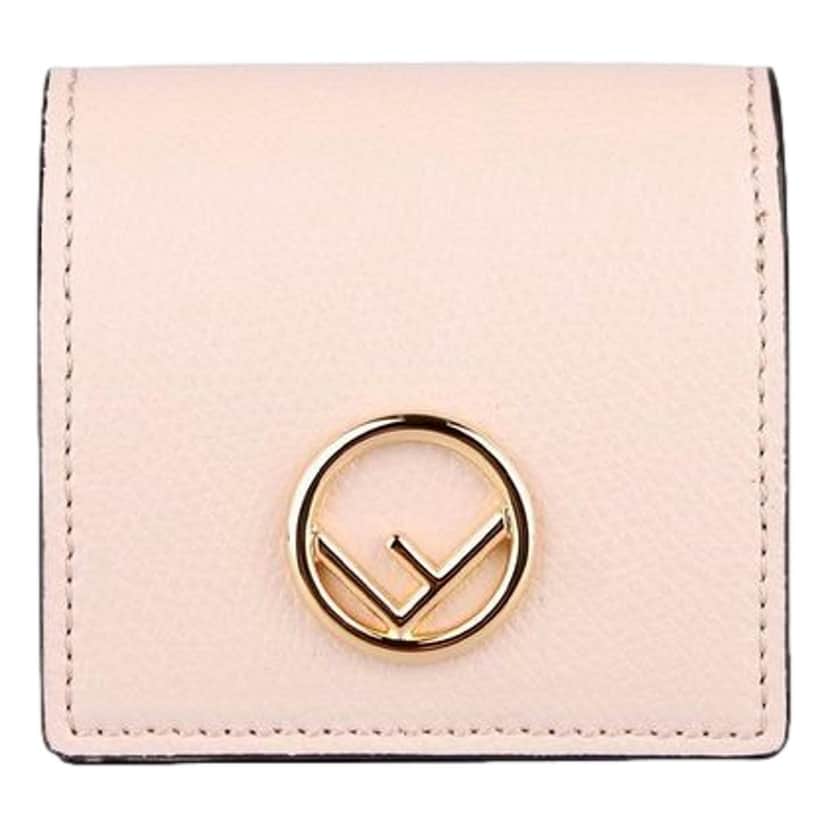 Fendi Fendi Calf Leather F Logo Poudre Pink Leather Coin Case Pink Leather Never worn - Front View