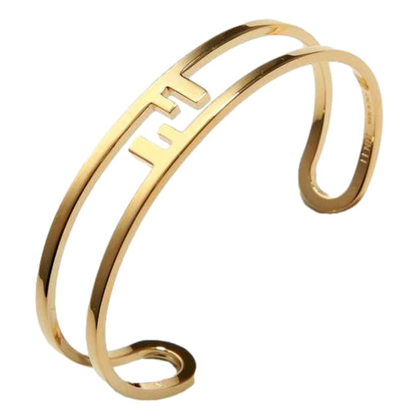 Fendi Fendi FF O Lock Gold Tone Metal Cuff Bracelet Yellow Never worn - Front View