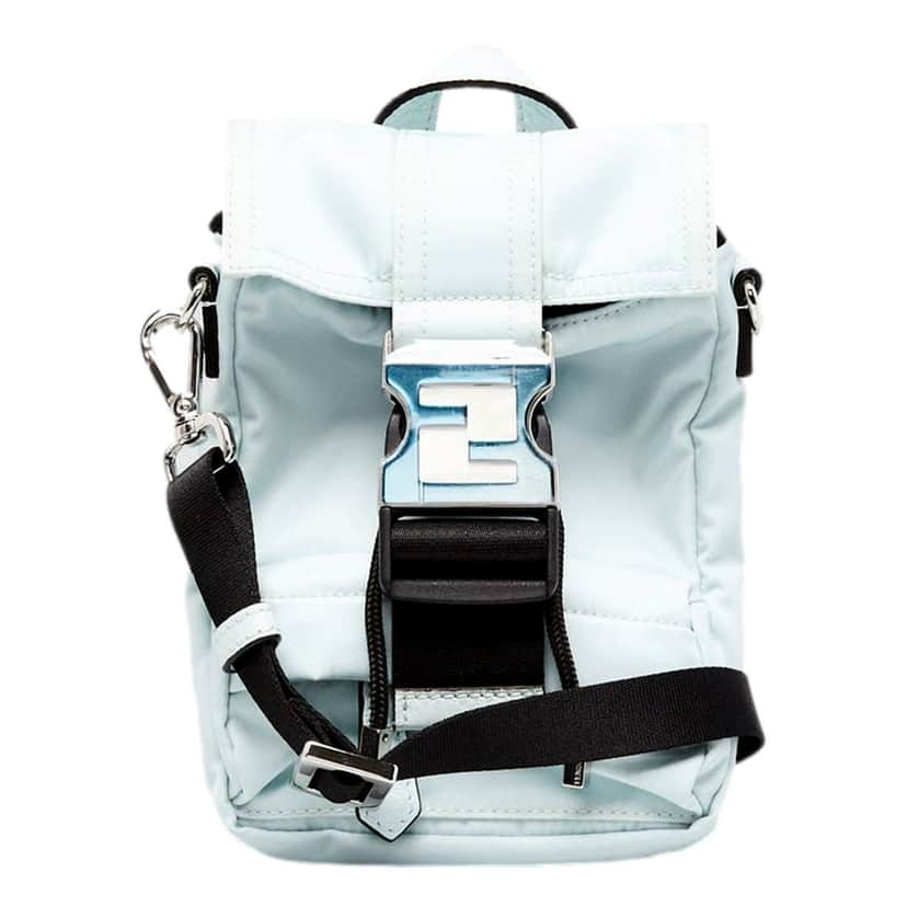 Fendi Fendi Fendiness Mini Backpack Crossbody Cyber Blue Nylon FF Mesh Blue Leather Never worn - Front View