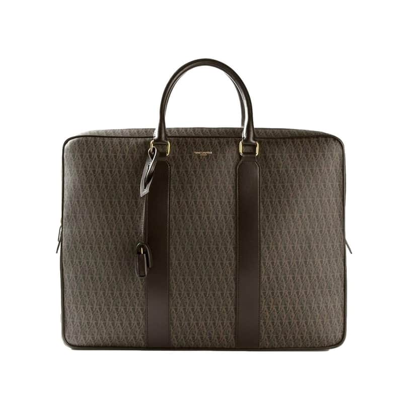 Saint Laurent Saint Laurent Monogram Large Luggage Case Bag Dark Brown Coated Canvas Brown Canvas Good condition - Front View