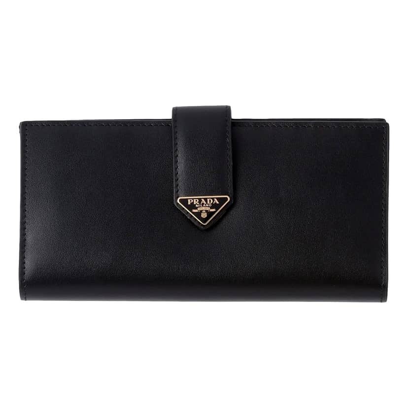 Prada Prada City Smooth Calfskin Long Wallet in Nero Black Black Leather Good condition - Front View