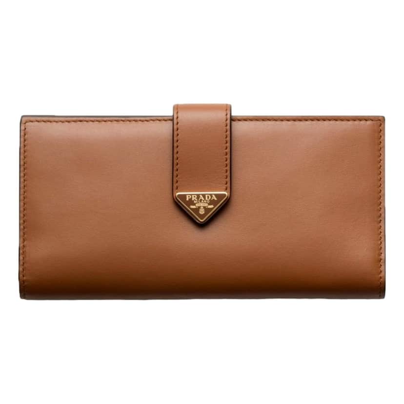 Prada Prada City Smooth Calfskin Long Wallet in Cognac Brown Brown Leather Never worn - Front View