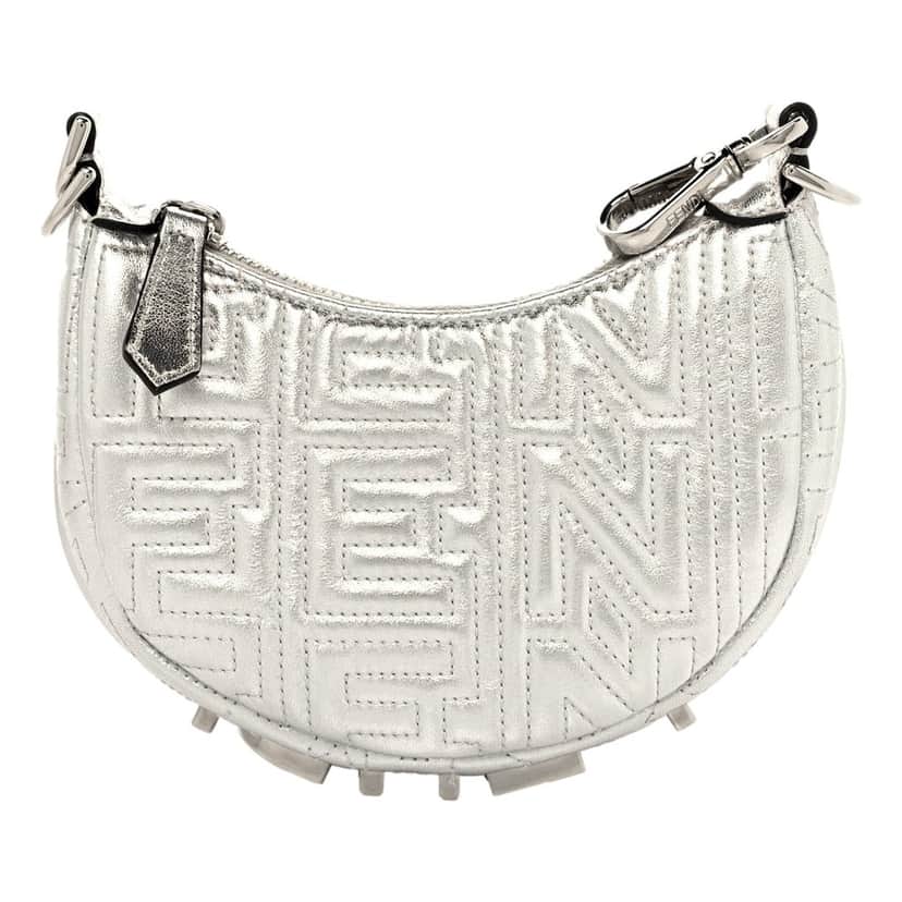 Fendi Fendi x Marc Jacobs Fendigraphy Silver Mini Hobo Leather Bag Silver Leather Never worn - Front View