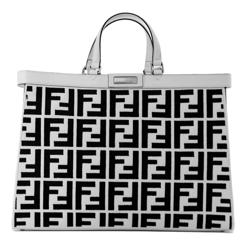 Fendi Fendi FF Canvas X-Tote Bag Black White Leather Trim Turn Lock Black Leather Never worn - Front View