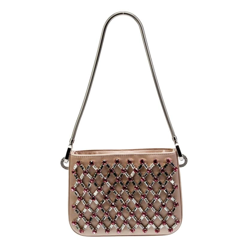 Miu Miu Miu Miu Sassy Crystal Embellished Powder Pink Satin Handbag Pink Satin Never worn - Front View