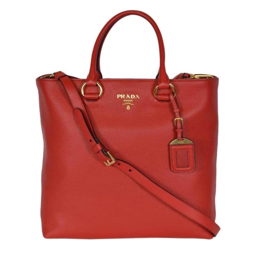 Prada Prada Vitello Phenix Red Leather Shopping Tote Red Leather Good condition - Front View