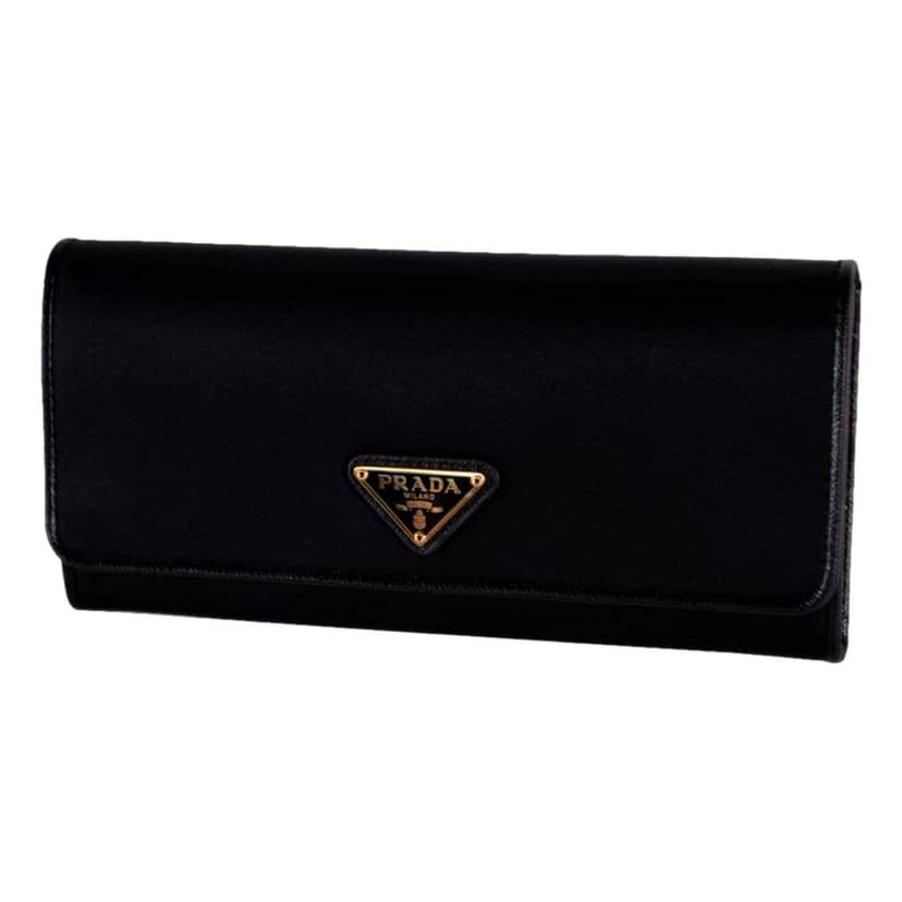 Prada Prada Triangle Logo Tessuto Re-Nylon Black Continental Large Flap Wallet Black Never worn - Front View