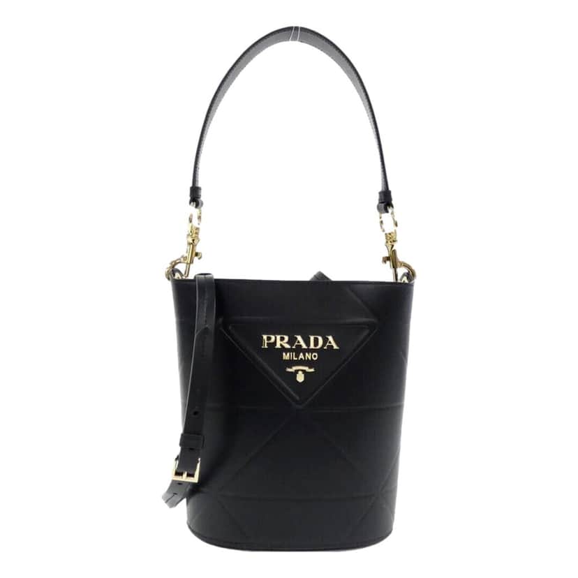 Prada Prada Soft Calf Leather Bucket Crossbody Handbag Nero Black Black Leather Never worn - Front View