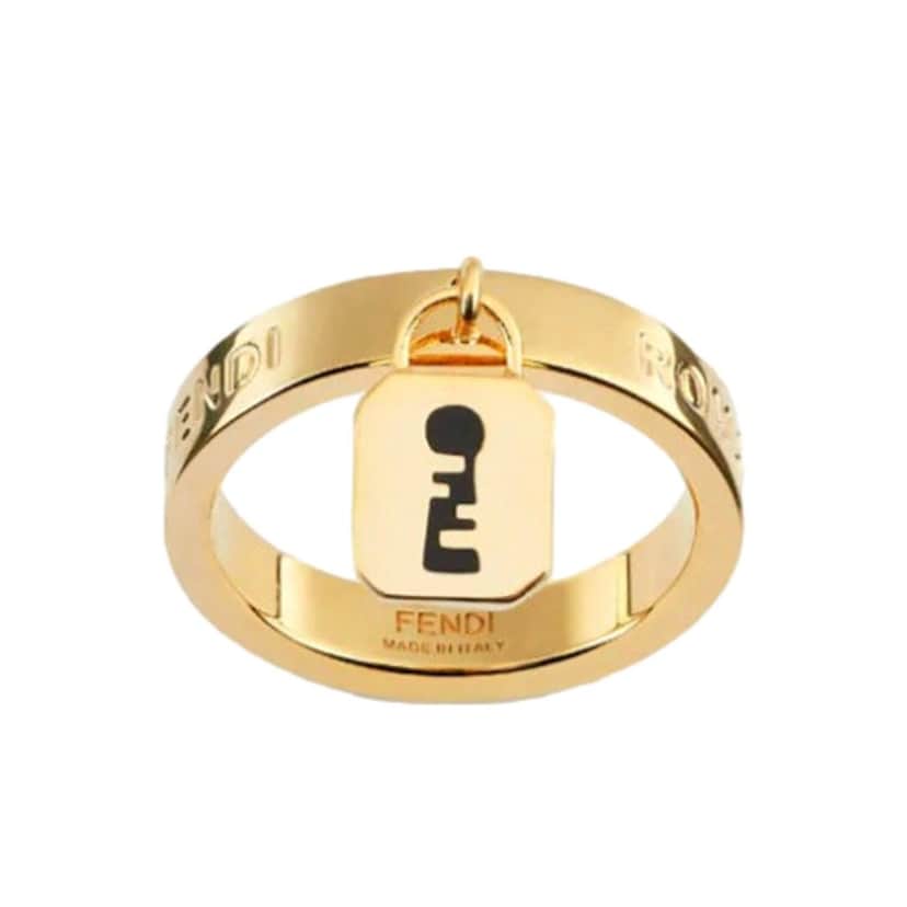 Fendi Fendi Master Key Pendant Gold Finish Metal Large Fashion Ring Gold Never worn - Front View