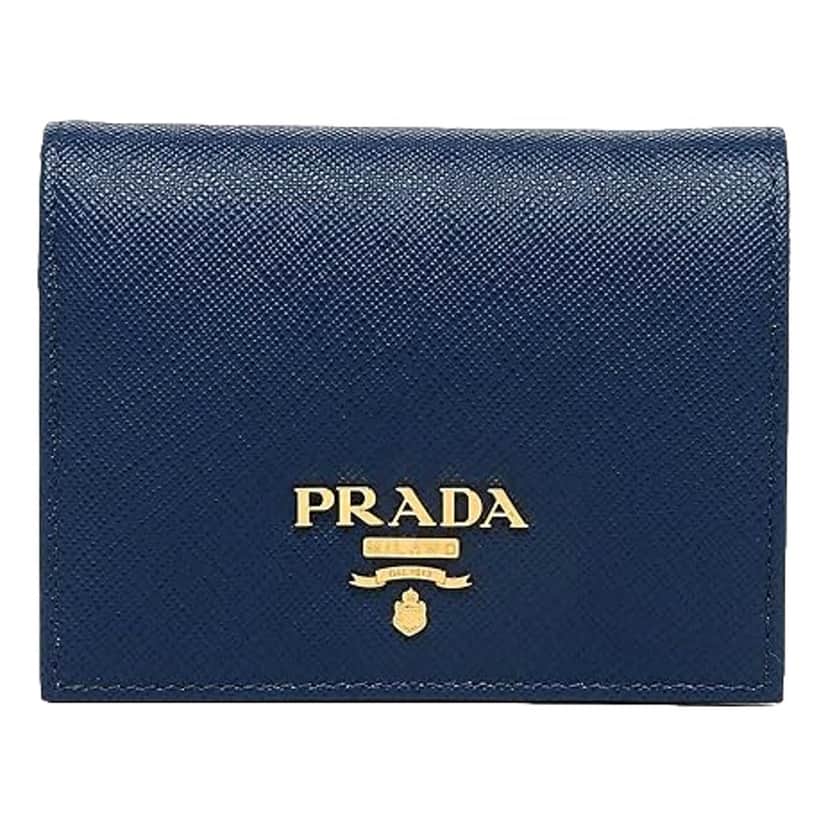 Prada Prada Womens Saffiano Multi-Color Folding Wallet Bluette Blue and Astrale Blue Leather Never worn - Front View