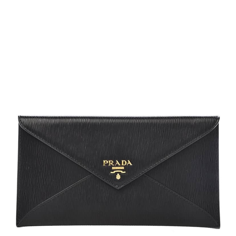 Prada Prada Black Vitello Move Leather Long Envelope Wallet Black Leather Good condition - Front View
