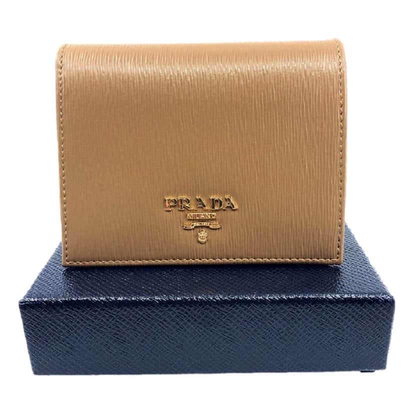 Prada Prada Vitello Move Cipria Beige Leather Bifold Snap Wallet Beige Leather Never worn - Front View