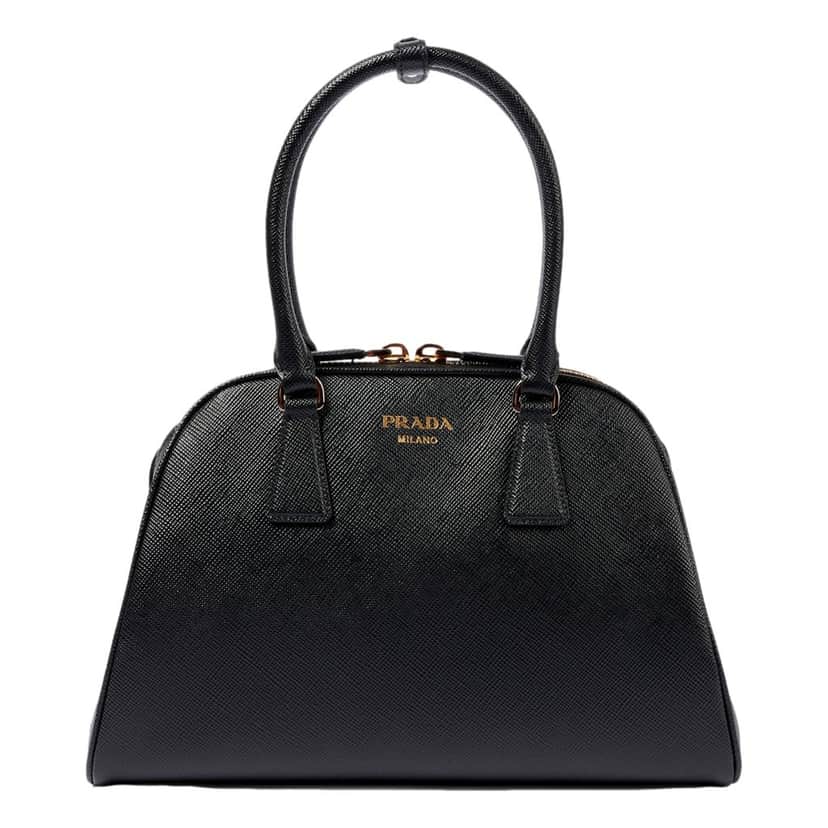 Prada Prada Saffiano Soft Calfskin Top Handle Handbag Medium Nero Black Black Leather Never worn - Front View