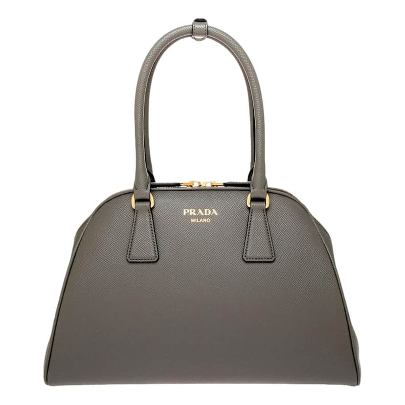 Prada Prada Saffiano Soft Calfskin Top Handle Handbag Medium Marmo Gray Grey Leather Never worn - Front View