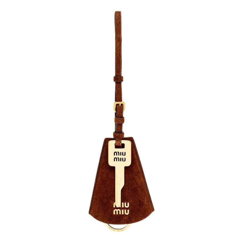 Miu Miu Miu Miu Suede Leather Trick in Cognac Bag Charm Brown Suede Never worn - Front View