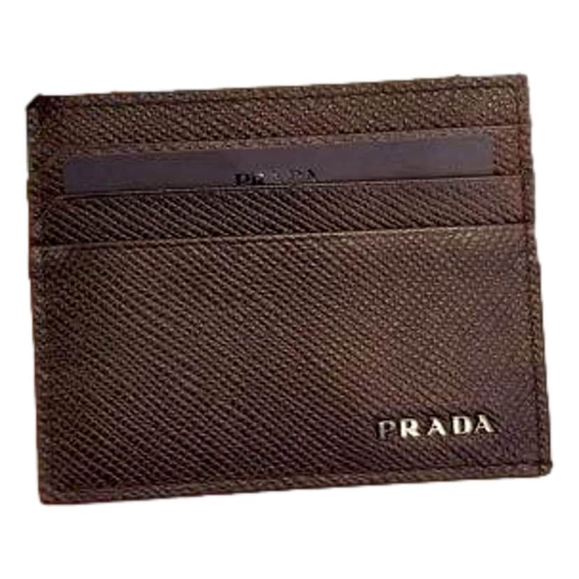 Prada Prada Saffiano Mens Bruciato Brown Credit Card Wallet Other Leather Never worn - Front View