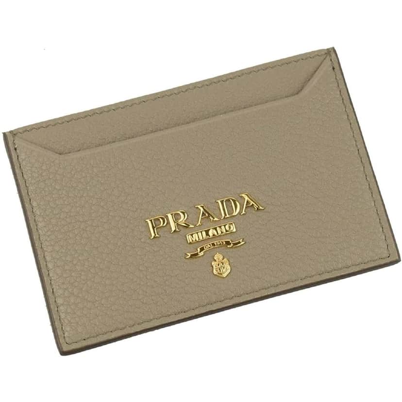 Prada Prada Vitello Grain Argilla Grey Leather Small Card Holder Wallet Other Leather Never worn - Front View