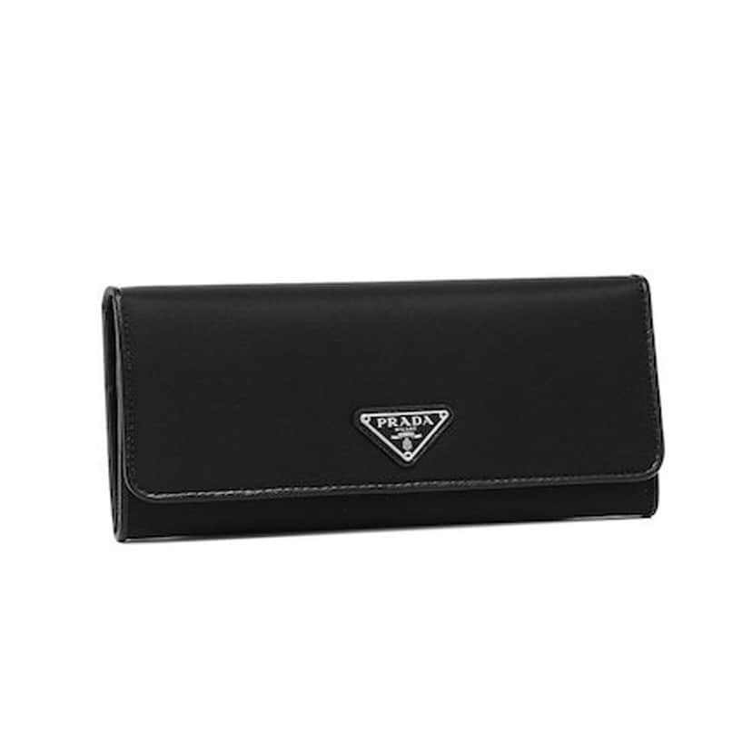 Prada Prada Tessuto Nero Black Continental Flap Black Wallet Silver Triangle Logo Black Never worn - Front View