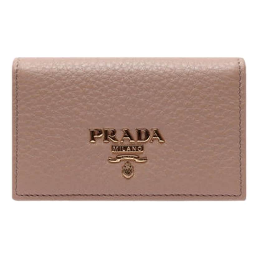 Prada Prada Women's Vitello Grain Cammeo Beige Leather Card Case Wallet Beige Leather Never worn - Front View