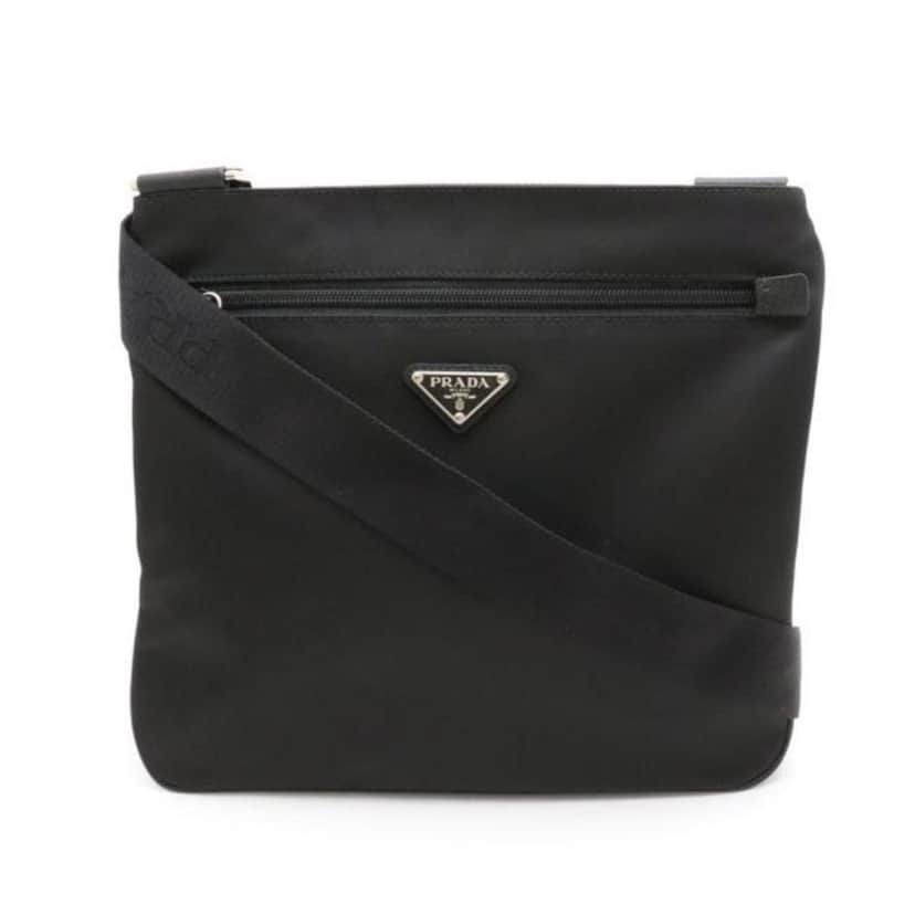 Prada Prada Tessuto Saffiano Black Messenger Bag Cross Body Black Leather Never worn - Front View