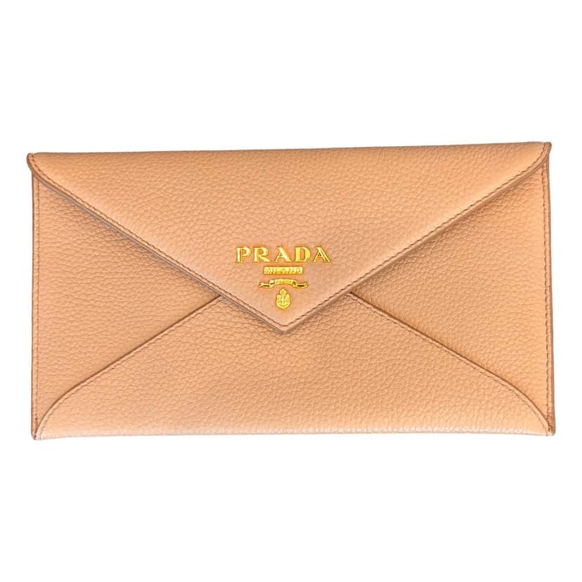 Prada Prada Beige Vitello Grain Leather Long Envelope Wallet Beige Leather Never worn - Front View