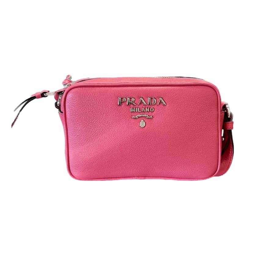 Prada Prada Vitello Phenix Pink Leather Silver Logo Small Camera Crossbody Bag Pink Leather Never worn - Front View