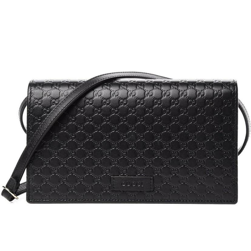 Gucci Gucci Microguccissima GG Logo Black Leather Wallet Crossbody Handbag Black Leather Good condition - Front View