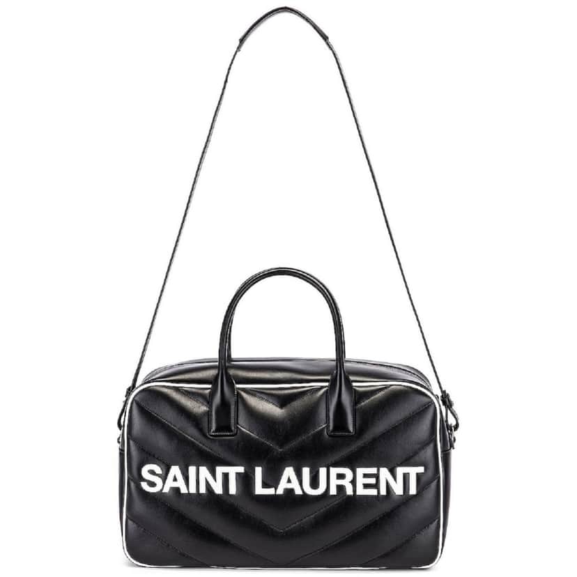 Saint Laurent Saint Laurent Miles Logo Black Calf Leather Duffel Bowling Bag Black Leather Good condition - Front View