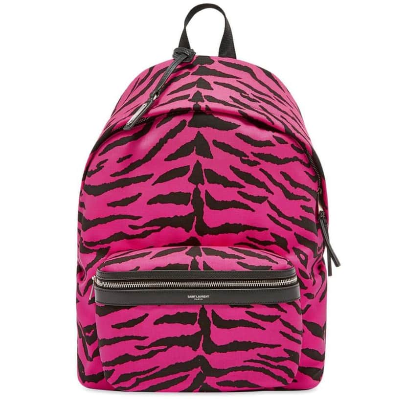 Saint Laurent Saint Laurent City Backpack Pink Zebra Print Cotton Leather Trim Pink Cotton Good condition - Front View
