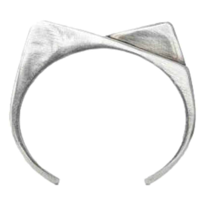Saint Laurent Saint Laurent 2 Pentes Two-Slope Oxidized Silver Bracelet Silver Good condition - Front View
