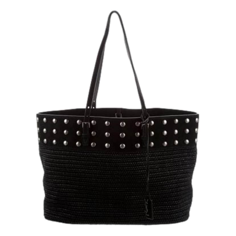 Saint Laurent Saint Laurent Boucle Studded Black Raffia Leather Shopping Tote Other Leather Never worn - Front View