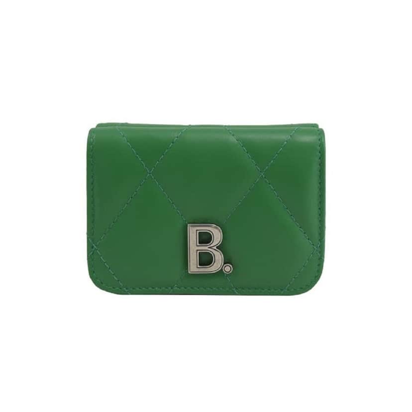 Balenciaga Balenciaga Touch Leaf Green Nappa Leather Quilted Mini Trifold Wallet Green Leather Never worn - Front View