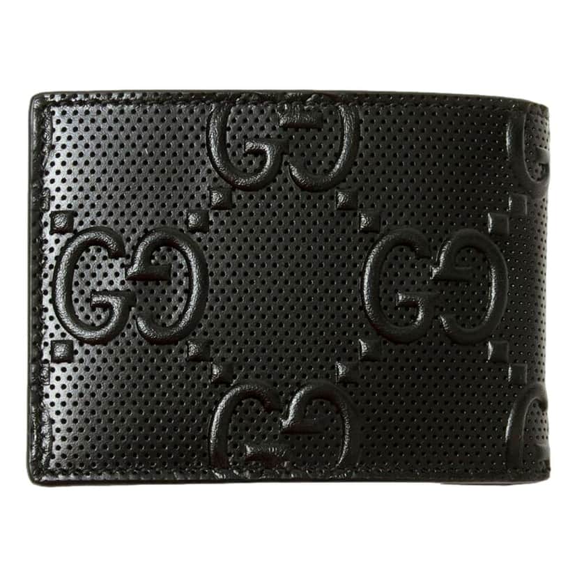 Gucci Gucci GG Tennis Embossed Black Calfskin Leather Bi-Fold Wallet Black Leather Never worn - Front View