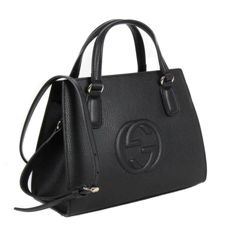 Gucci Gucci Soho Leather Structured Small Tote Crossbody Bag Black Black Leather Never worn - Front View