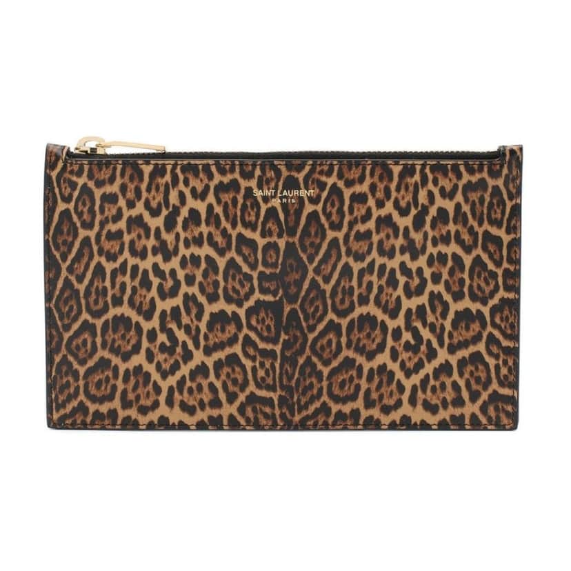 Saint Laurent Saint Laurent Leopard Printed Calfskin Leather Small Pouch Black Leather Good condition - Front View