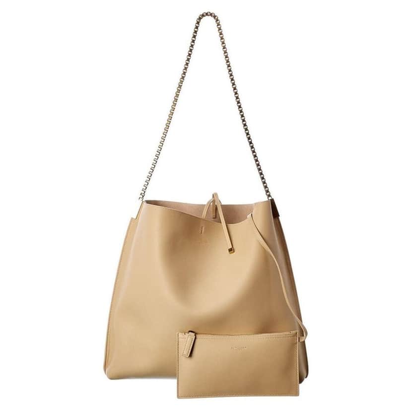 Saint Laurent Saint Laurent Suzanne Beige Calfskin Leather Chain Hobo Bag Beige Leather Good condition - Front View