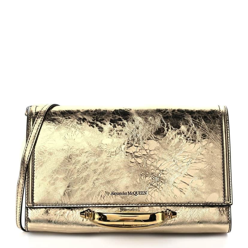 Alexander McQueen Alexander McQueen Small Story Gold Crash Calf Leather Shoulder Bag Gold Leather Never worn - Front View