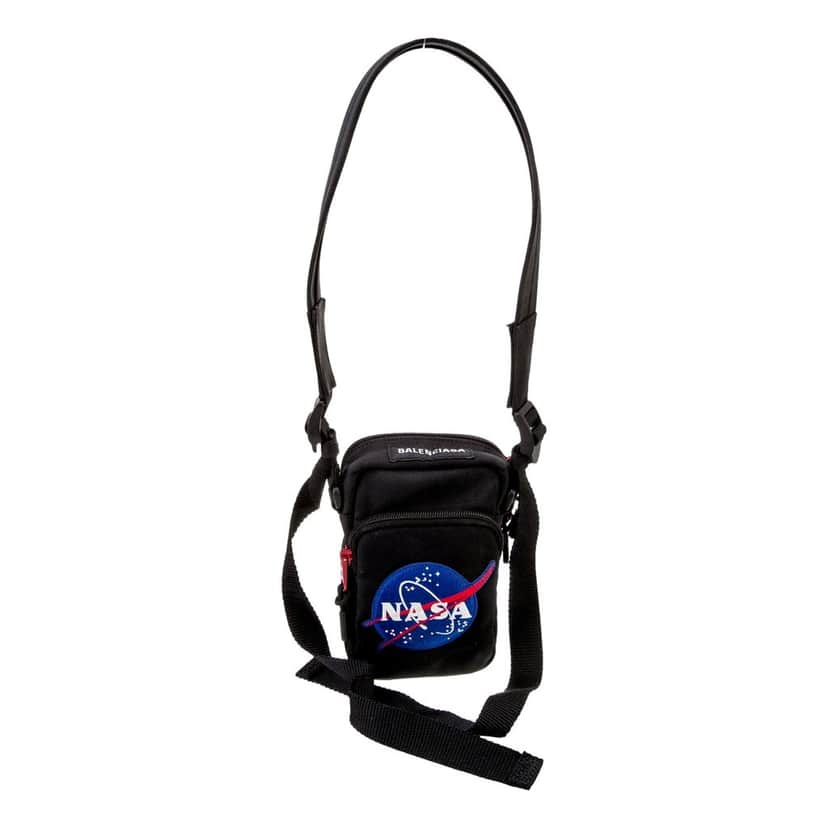 Balenciaga Balenciaga Nasa Logo Phone Holder Crossbody Bag Black Recycled Nylon Black Leather Never worn - Front View