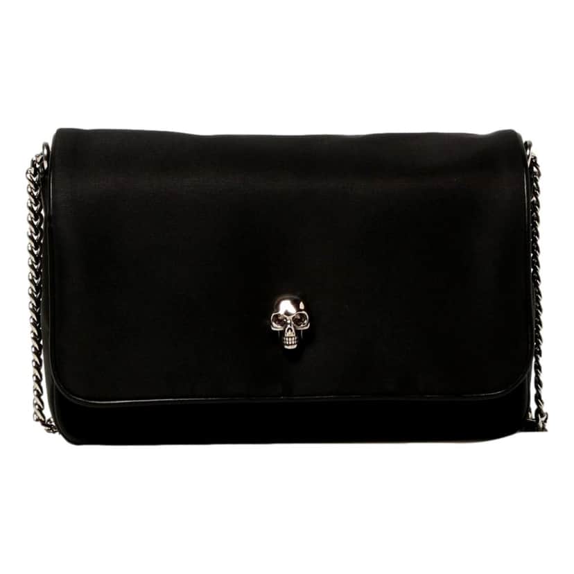 Alexander McQueen Alexander McQueen Small Black Nylon Skull Shoulder Bag Black Leather Never worn - Front View