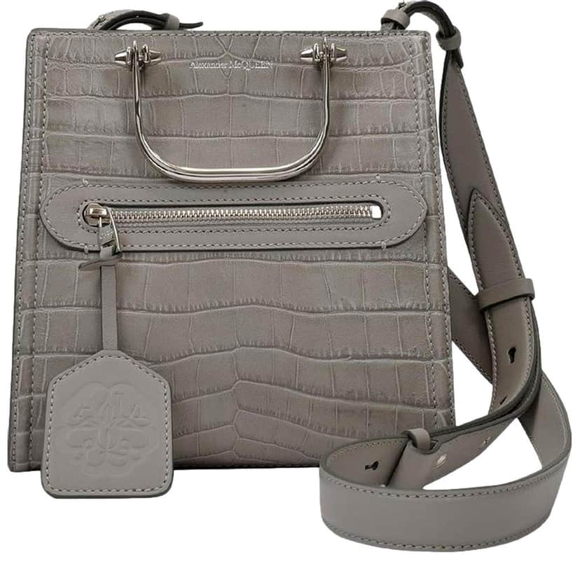 Alexander McQueen Alexander McQueen The Short Story Grey Croc Print Leather Satchel Other Leather Never worn - Front View