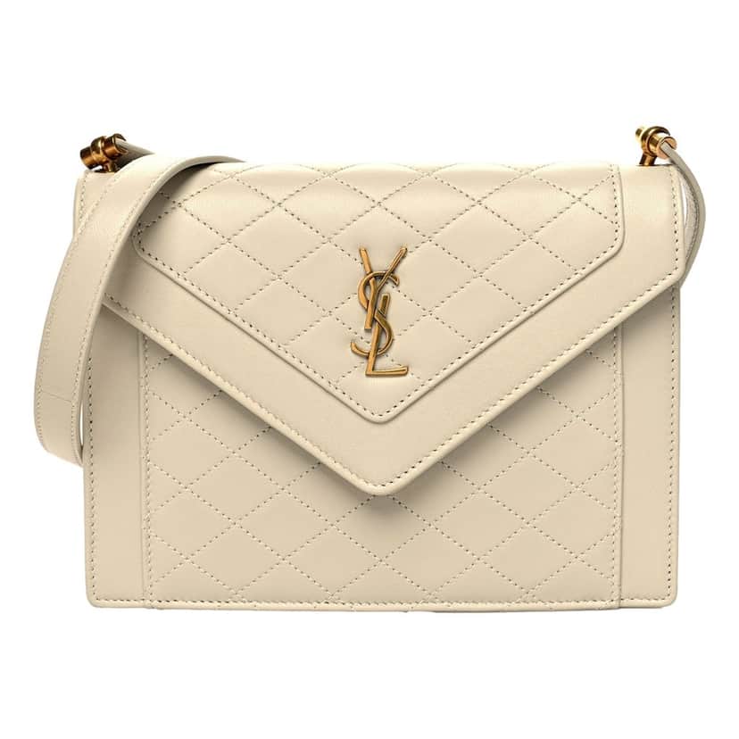 Saint Laurent Saint Laurent Gabby Quilted Ivory Crema Lambskin Shoulder Bag White Leather Never worn - Front View