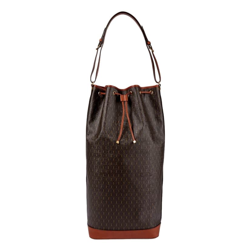 Saint Laurent Saint Laurent Le Monogramme Coated Canvas Leather Brown Oversized Bucket Bag Brown Leather Never worn - Front View