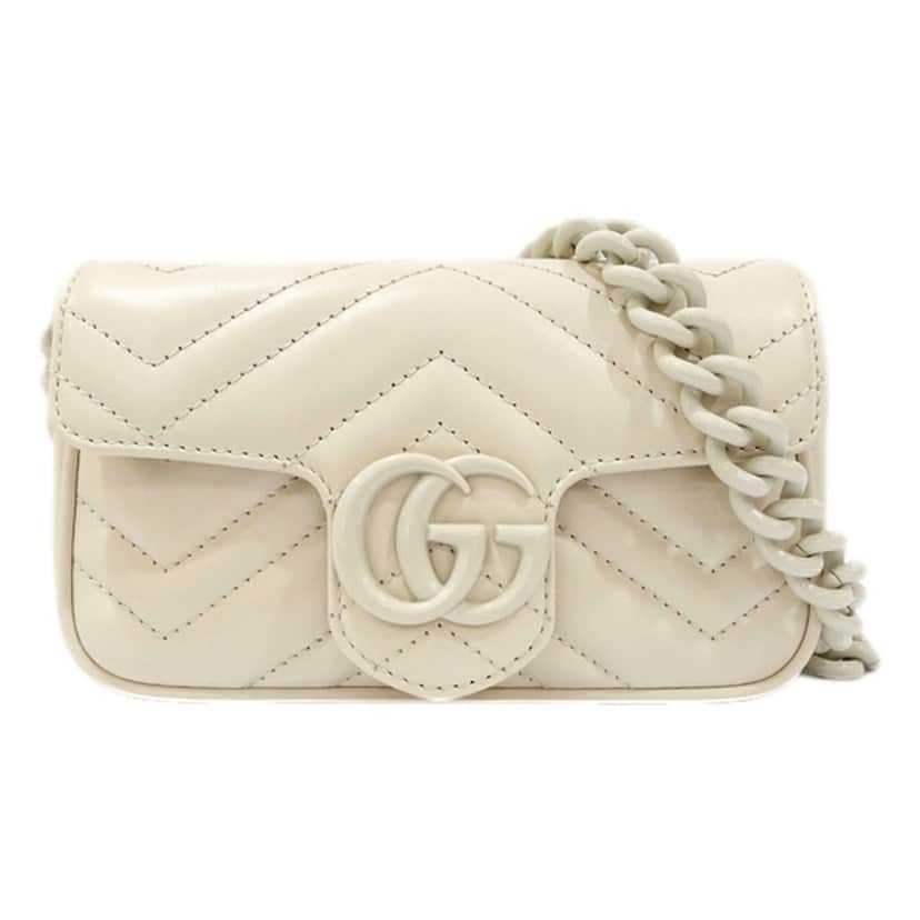 Gucci Gucci Marmont Leather Mini Monochrome White Belt Bag 80 White Leather Never worn - Front View