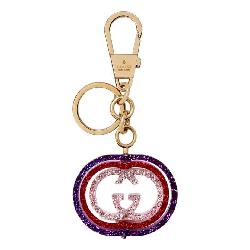 Gucci Gucci Interlocking G Purple and Red Glitter Keychain Handbag Charm Red Never worn - Front View