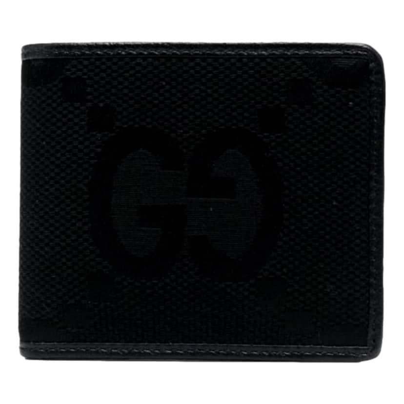 Gucci Gucci Jumbo GG Canvas Leather Black Bifold Wallet Black Canvas Never worn - Front View