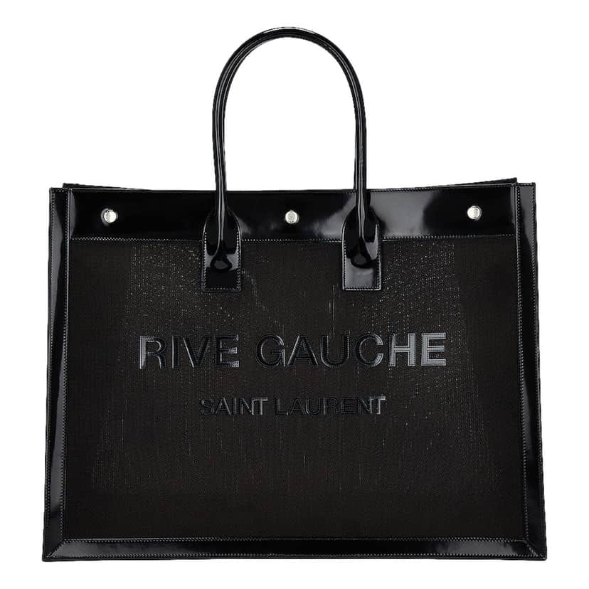 Saint Laurent Saint Laurent Rive Gauche Large Tote Bag Black Nylon Leather Trim Silver Hardware Black Never worn - Front View