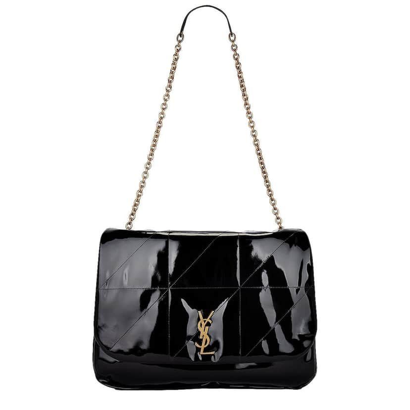 Saint Laurent Saint Laurent Jamie YSL Black Patent Leather Chain Strap Large Shoulder Bag Black Leather Never worn - Front View