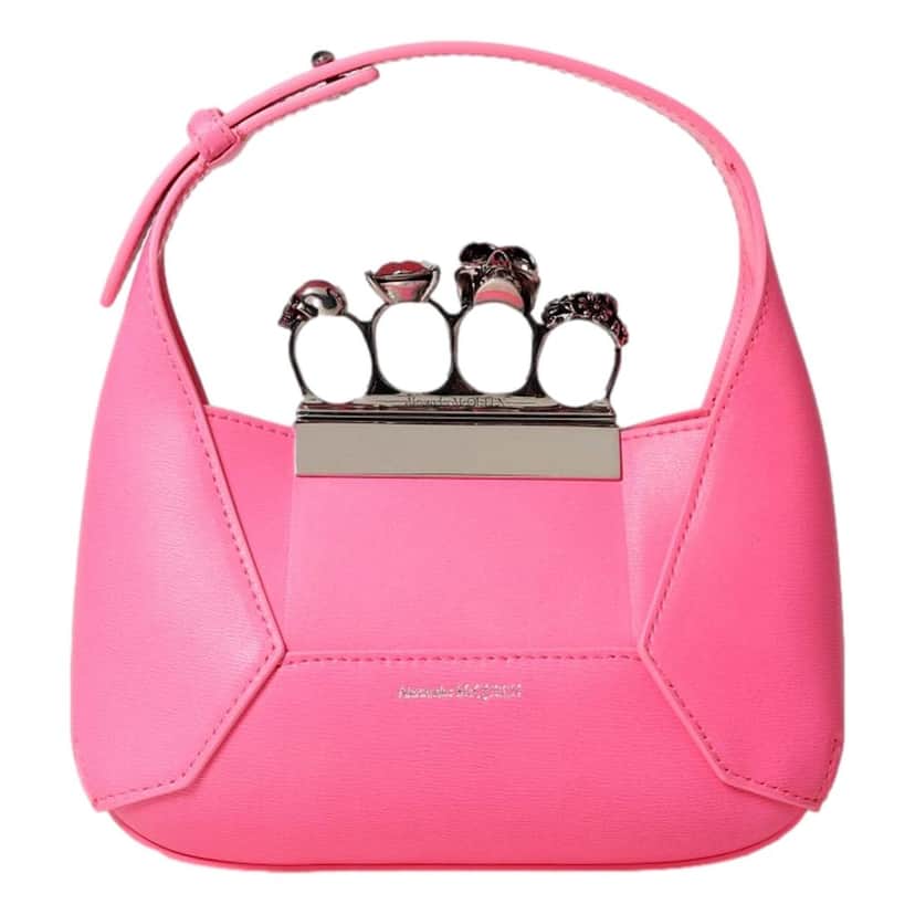 Alexander McQueen Alexander Mcqueen The Jewelled Hobo Mini Bag in Pink Pink Leather Never worn - Front View